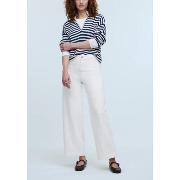 Madewell The Curvy Emmett Wide Leg Jean Tile White: Welt Pocket Edition 32 NEW - Picture 2 of 11